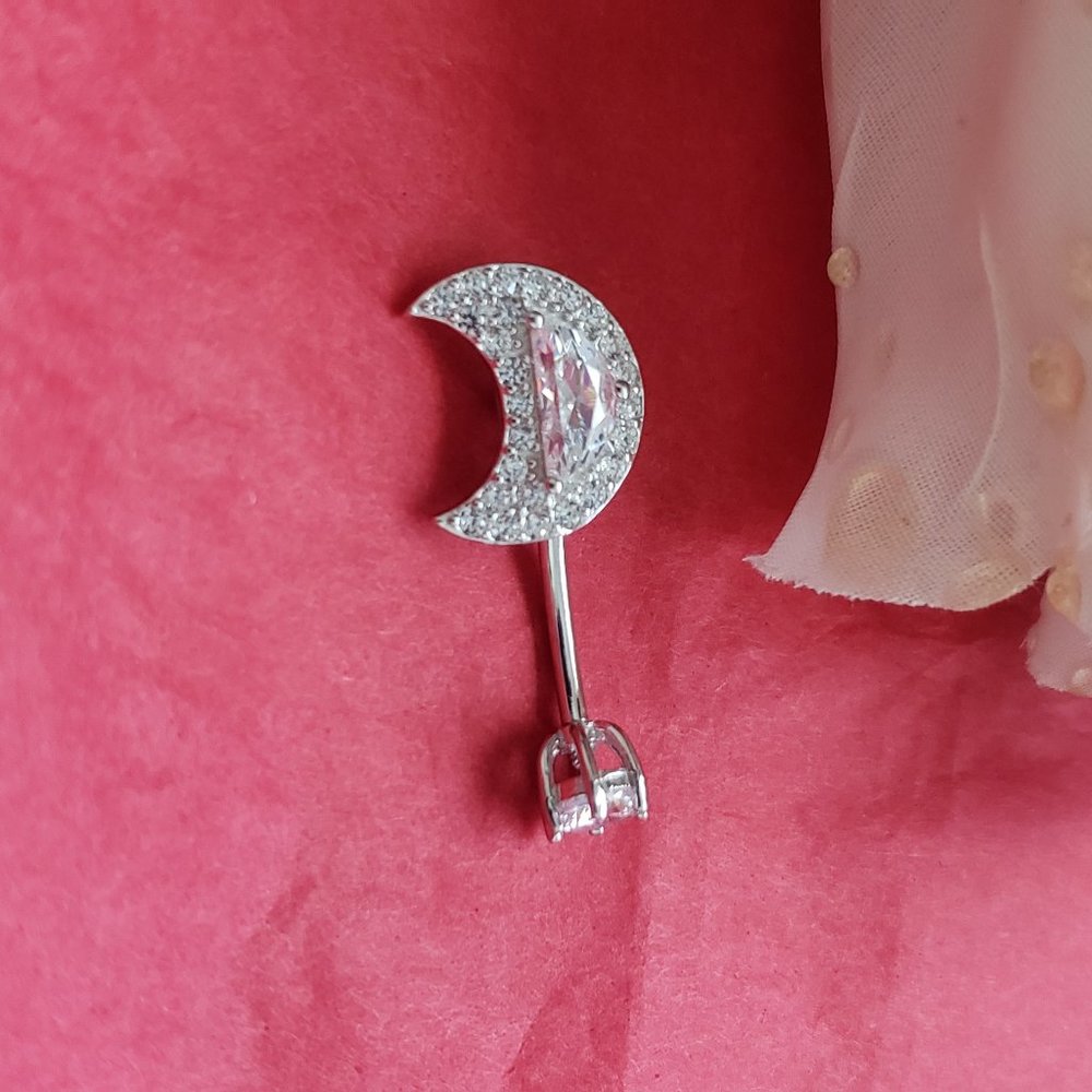 Bellybutton Ring Sterling Silver Moon - image 4
